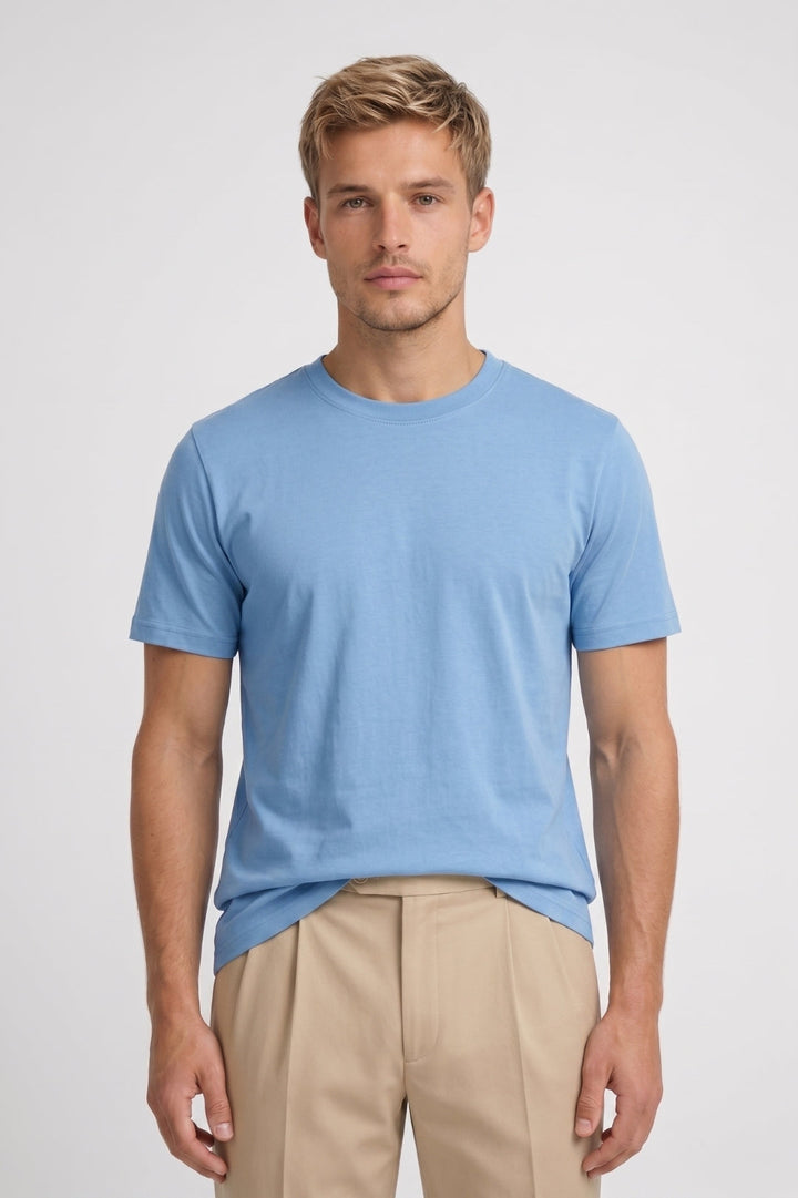 Men's Classic Fit Sky Blue T-Shirt | Crew Neck