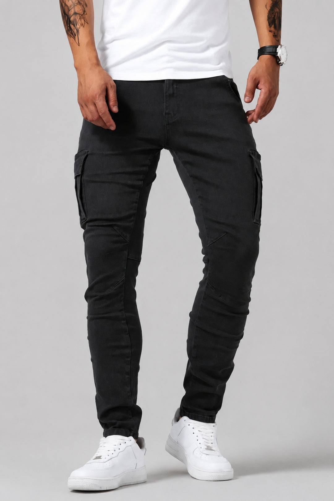Men's Slim Fit Cargo Jeans | Stretch, Multi-Pocket Denim