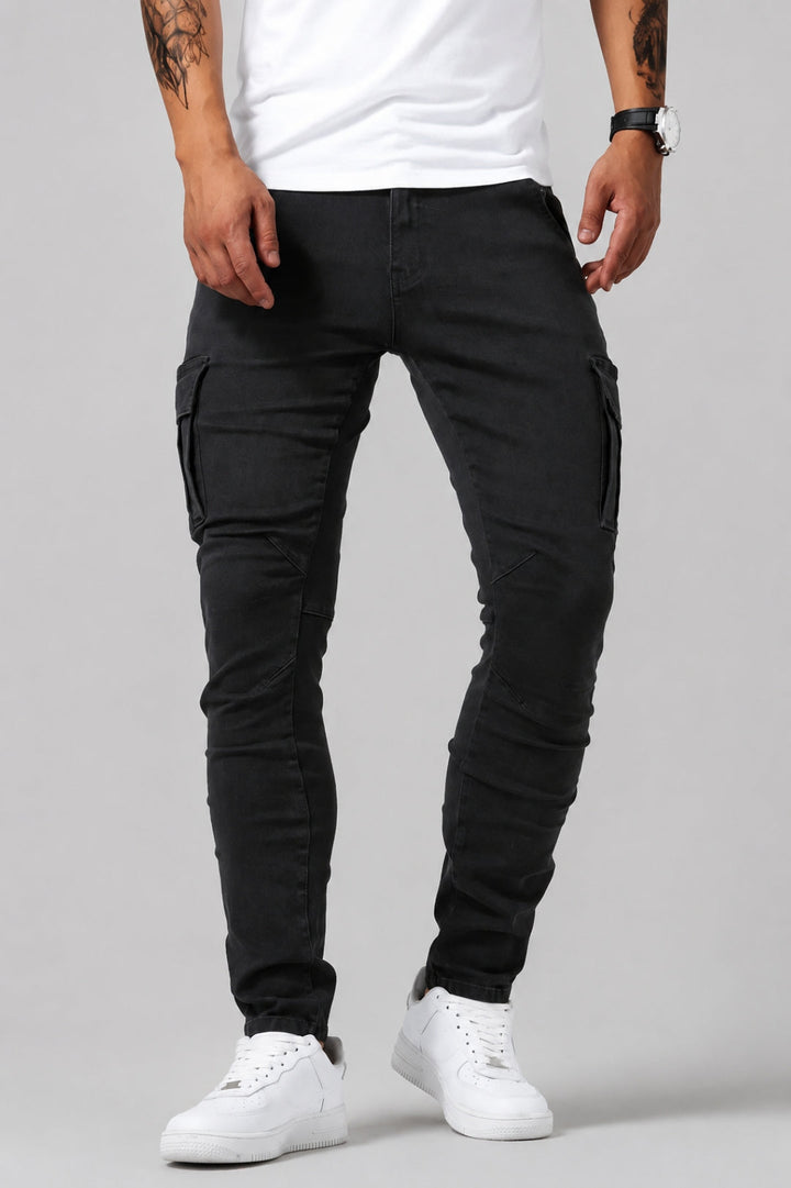Men's Slim Fit Cargo Jeans | Stretch, Multi-Pocket Denim