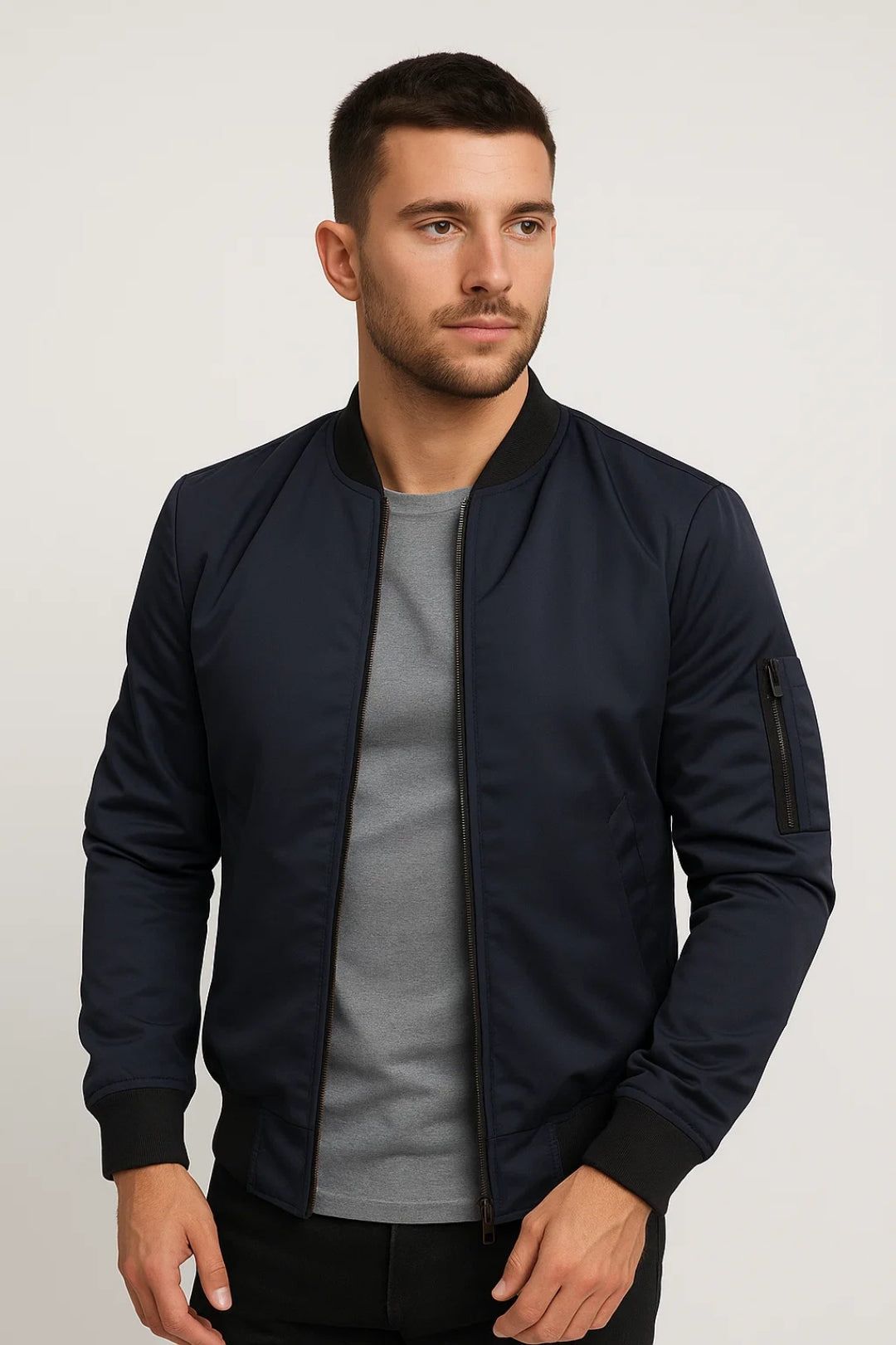 Men's Bomber Jacket | Timeless Zip Detail, All-Season Comfort Fit