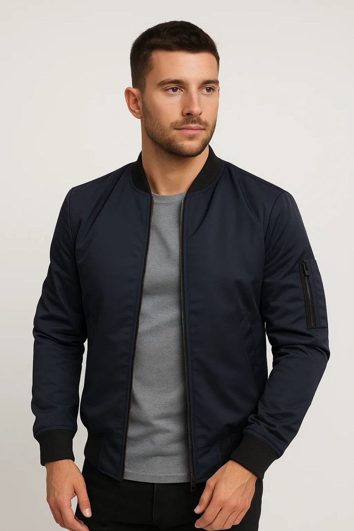 Men's Bomber Jacket | Timeless Zip Detail, All-Season Comfort Fit