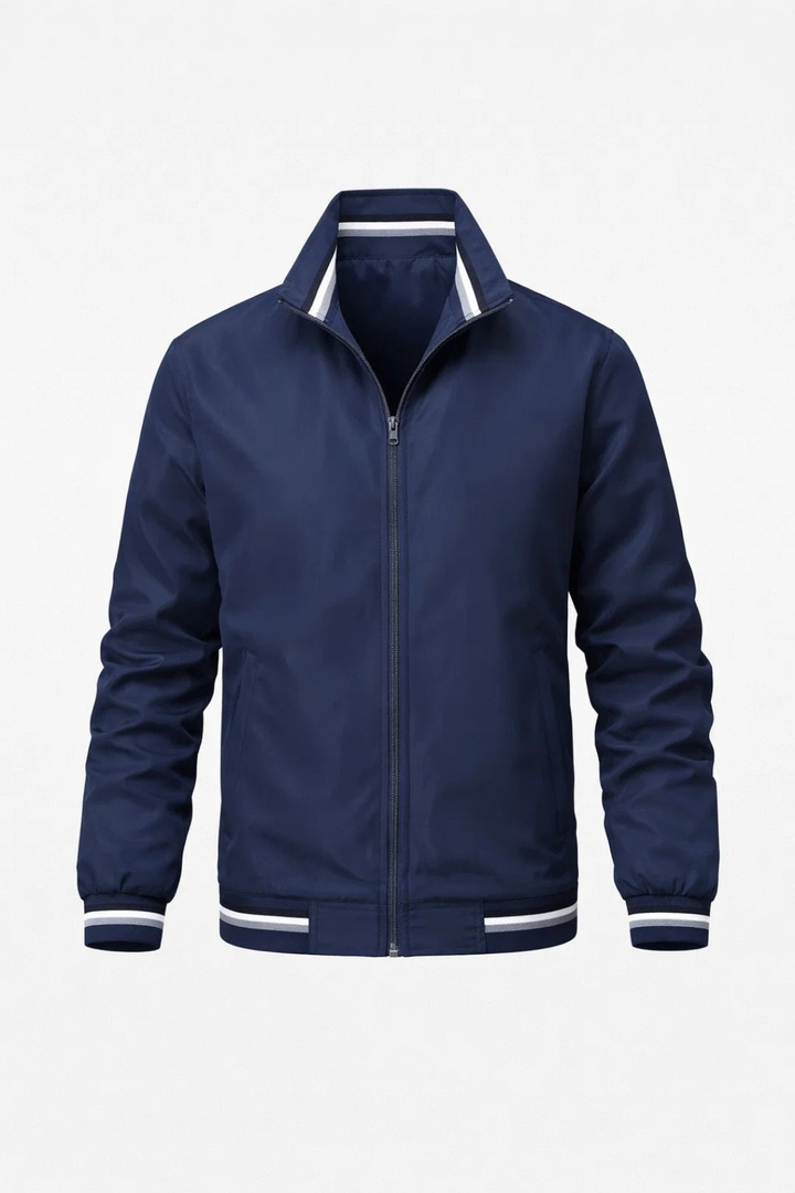 Men's Slim Fit Bomber Jacket | Contrast Piping & Zip, Casual