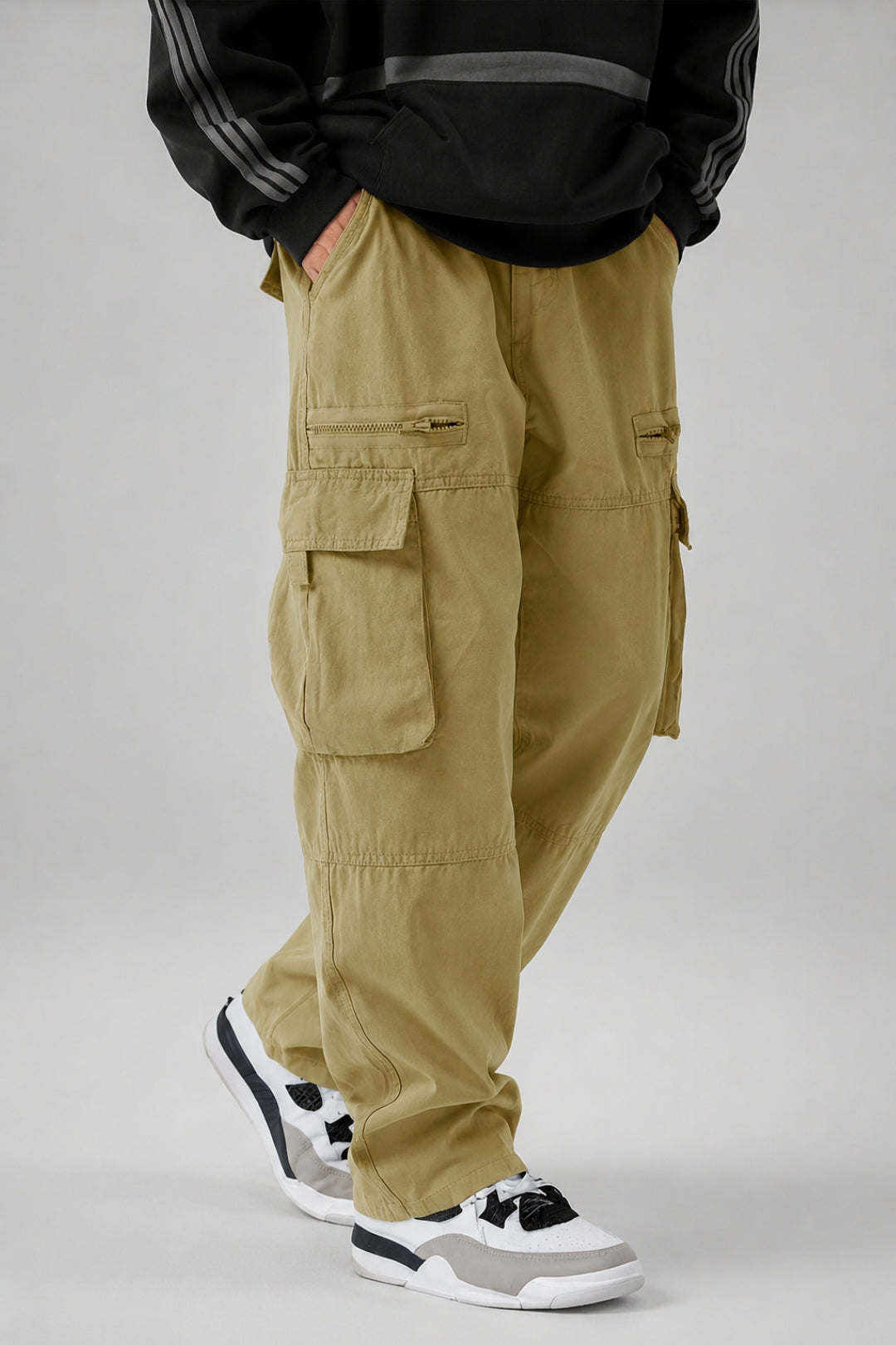 Men's Cargo Trousers | Drawstring & Flap Pockets