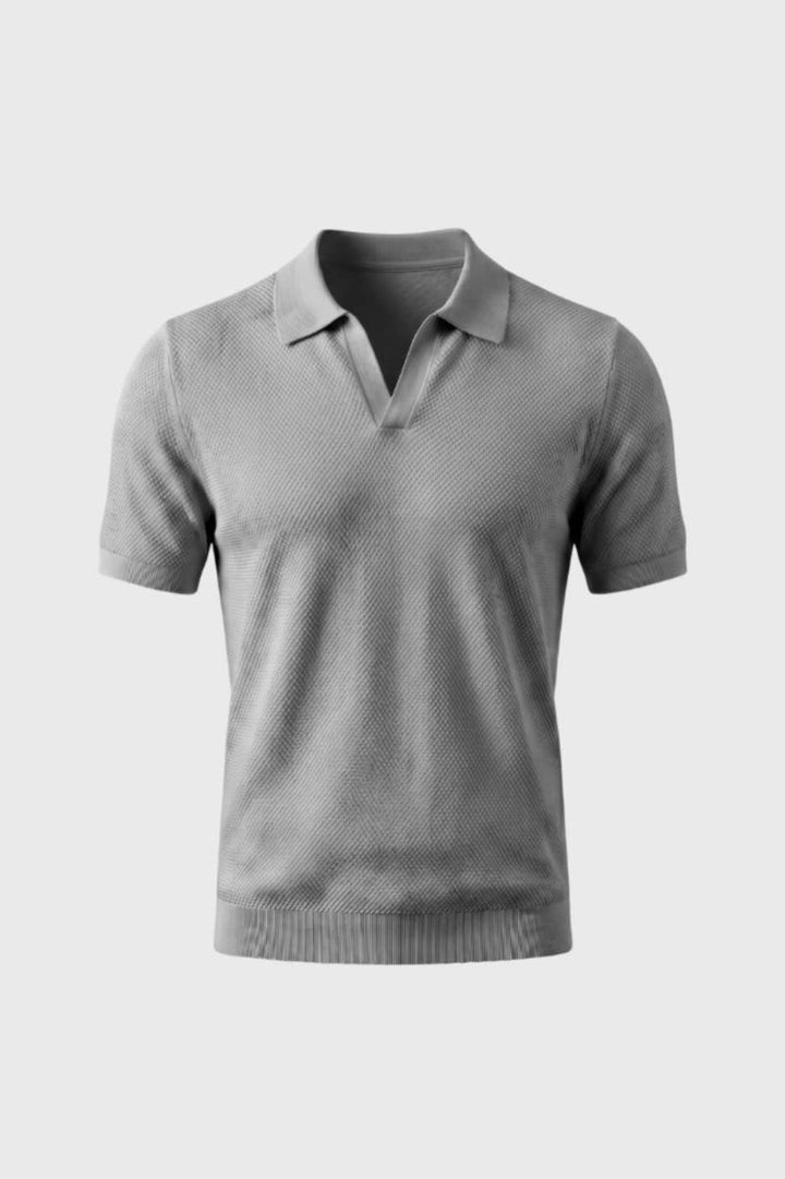 Men's Textured Knit Polo Shirt | Classic Collar, Sky Blue