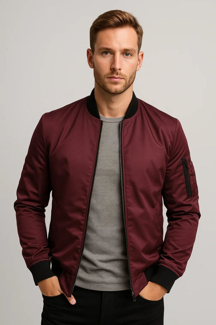 Men's Bomber Jacket | Timeless Zip Detail, All-Season Comfort Fit