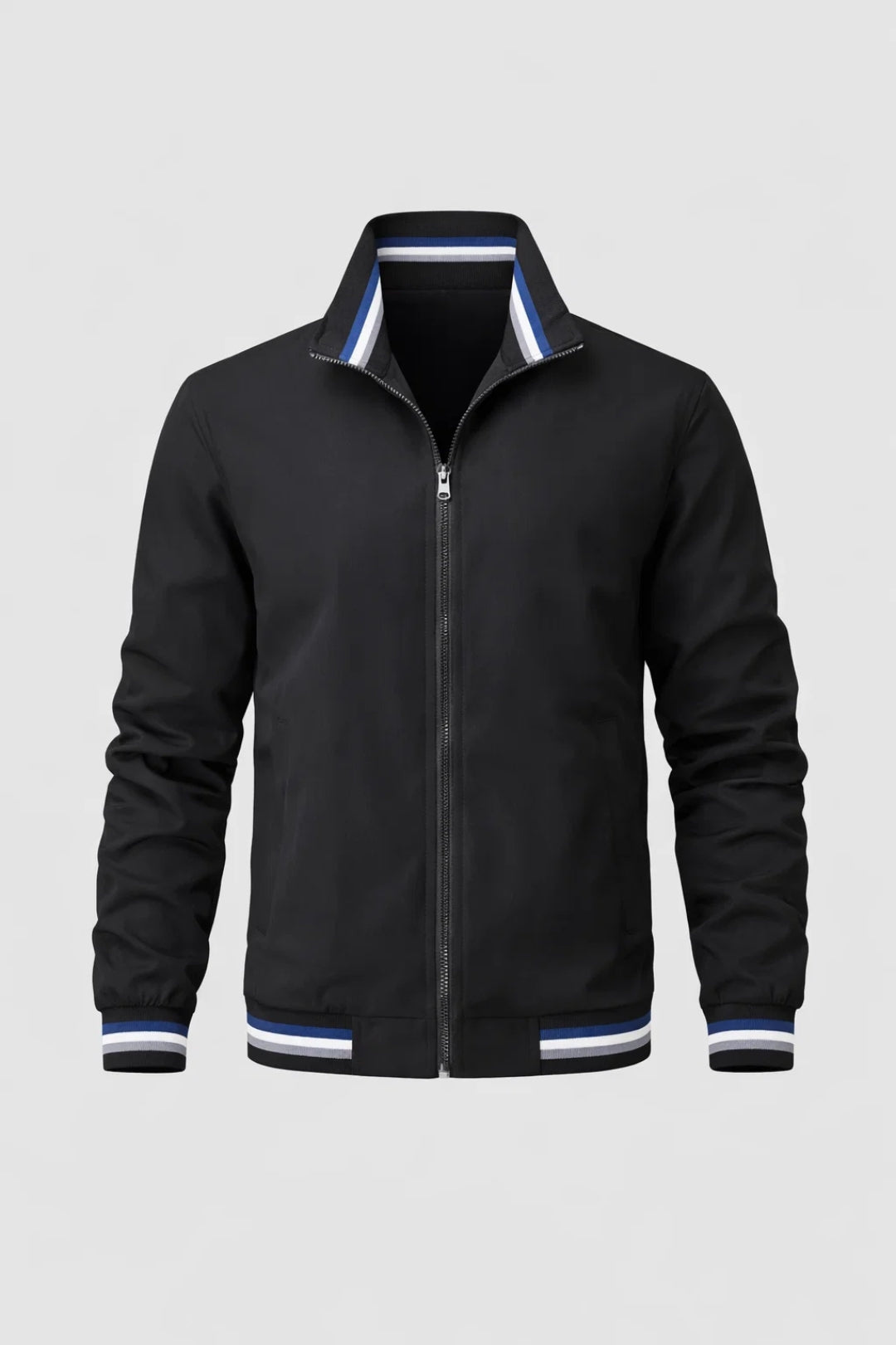 Men's Slim Fit Bomber Jacket | Contrast Piping & Zip, Casual