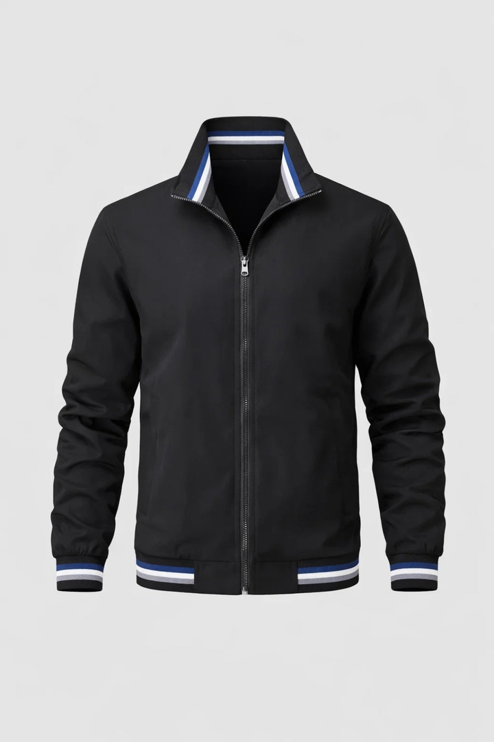 Men's Slim Fit Bomber Jacket | Contrast Piping & Zip, Casual