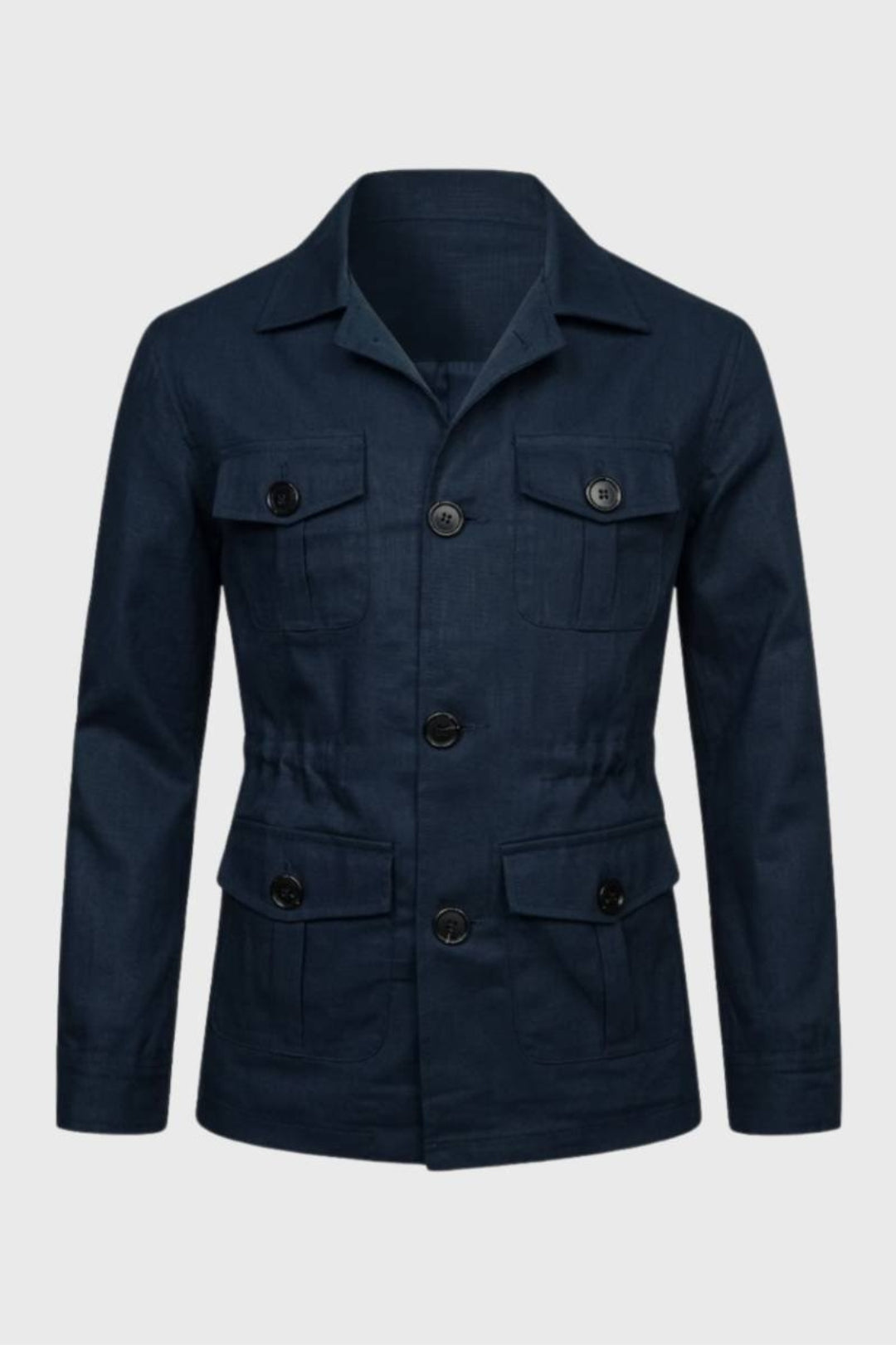 Men's Straight-Cut Jacket | Military-Safari Style | Multiple Pockets, Classic Collar