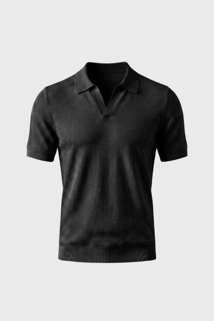 Men's Textured Knit Polo Shirt | Classic Collar, Sky Blue