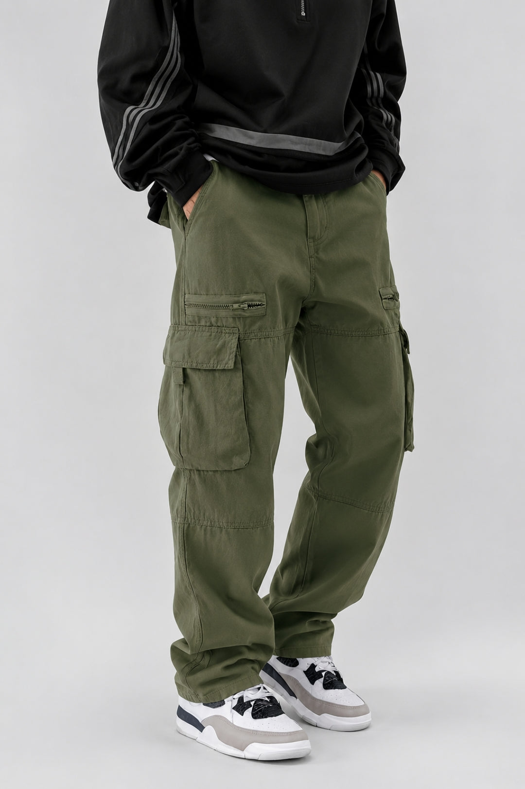 Men's Cargo Trousers | Drawstring & Flap Pockets