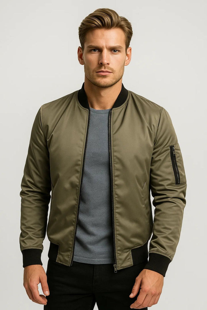 Men's Bomber Jacket | Timeless Zip Detail, All-Season Comfort Fit